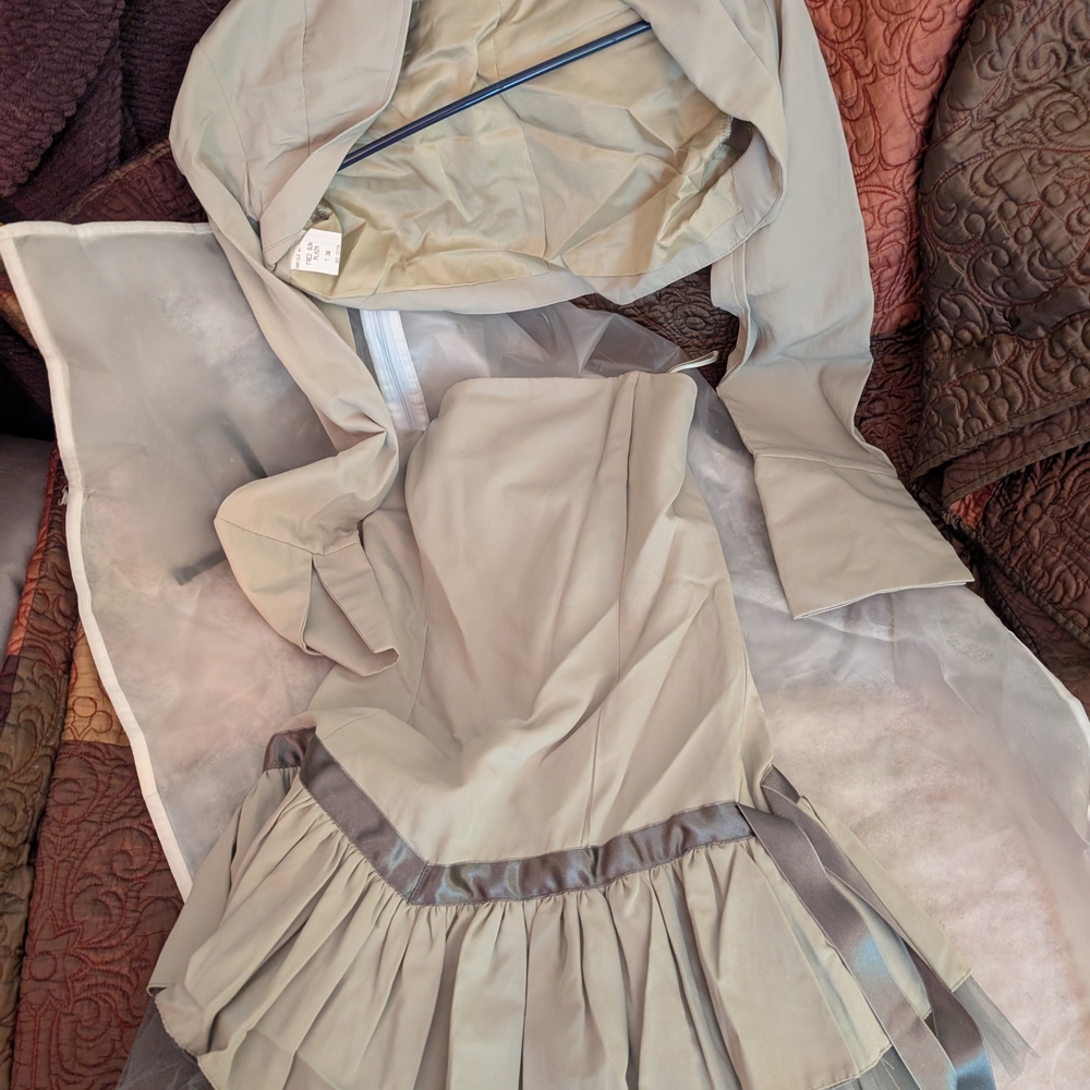 Elegant Tan Dress with Pleated Skirt